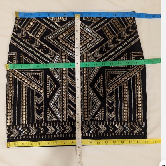 Express Art Deco 20s Style Black, Silver Gold Sequin Mini Skirt Sz S Women - Picture 7 of 9